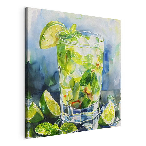 Cuadros Un vaso de agua con limas y hojas de menta (SKU: s40774) Cuadros Cuadros Un vaso de agua con limas y hojas de menta (SKU: s40774)