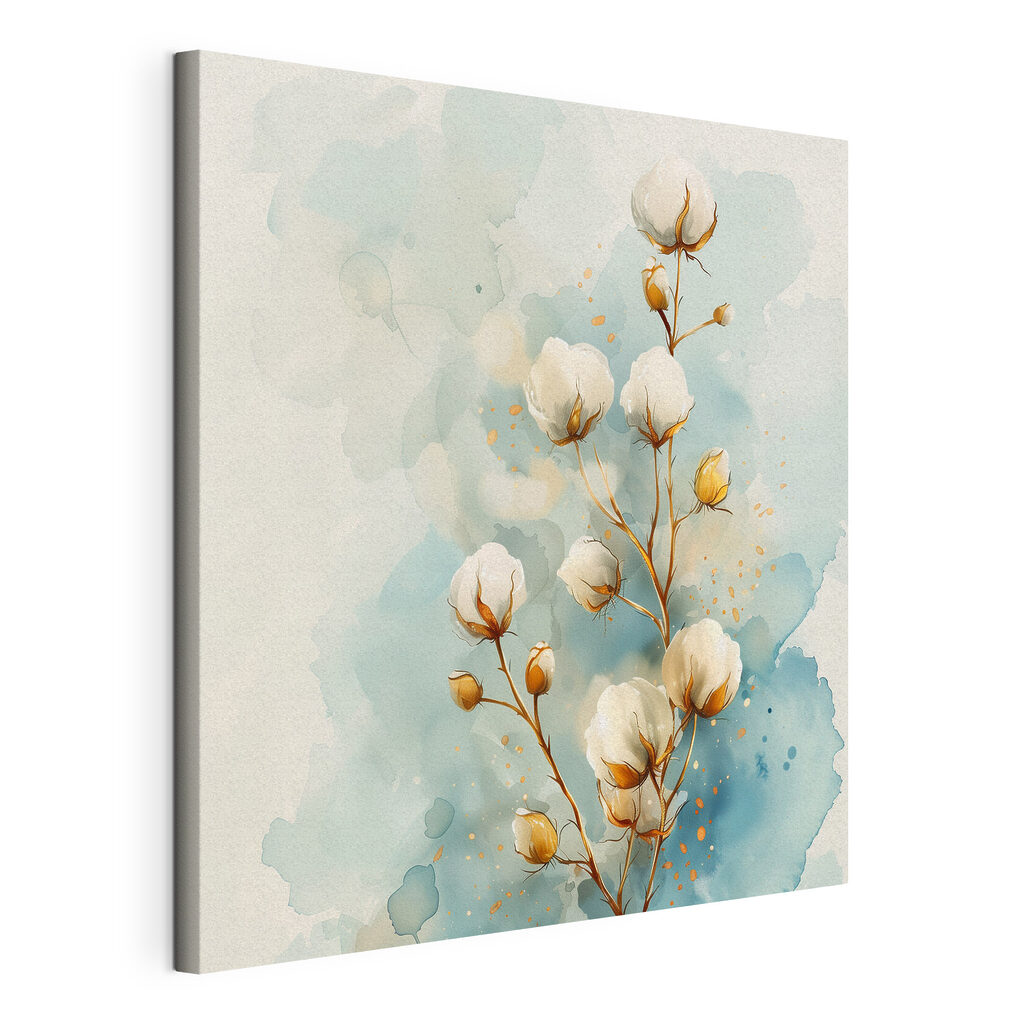 Watercolor of cotton flowers Watercolor of cotton flowers