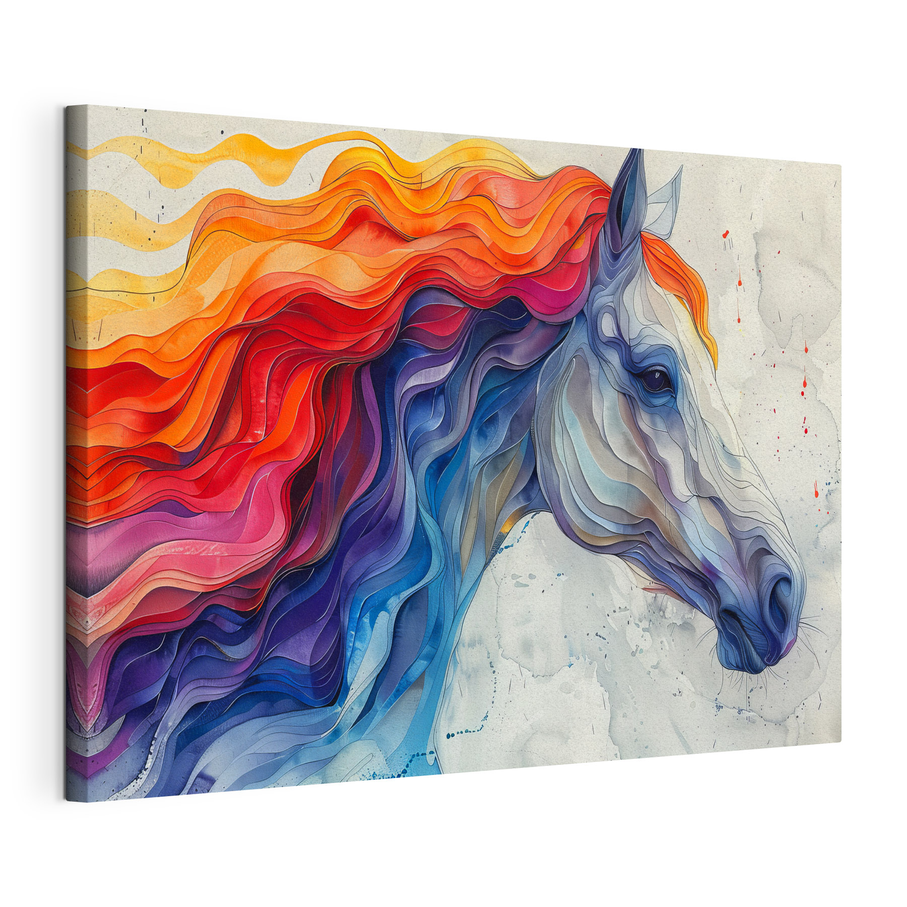 Painting of a horse with colorful hair Painting of a horse with colorful hair