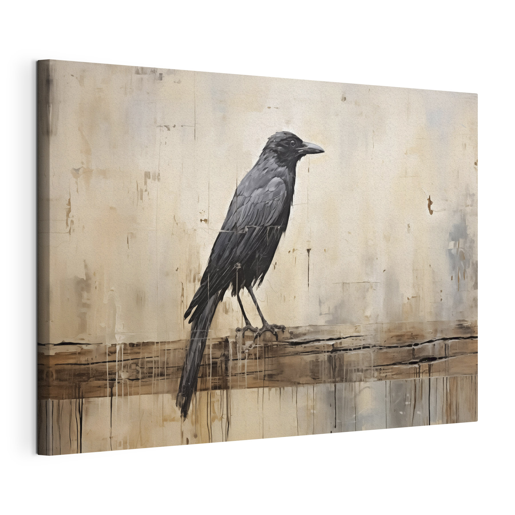 Painting of a bird on a branch Painting of a bird on a branch