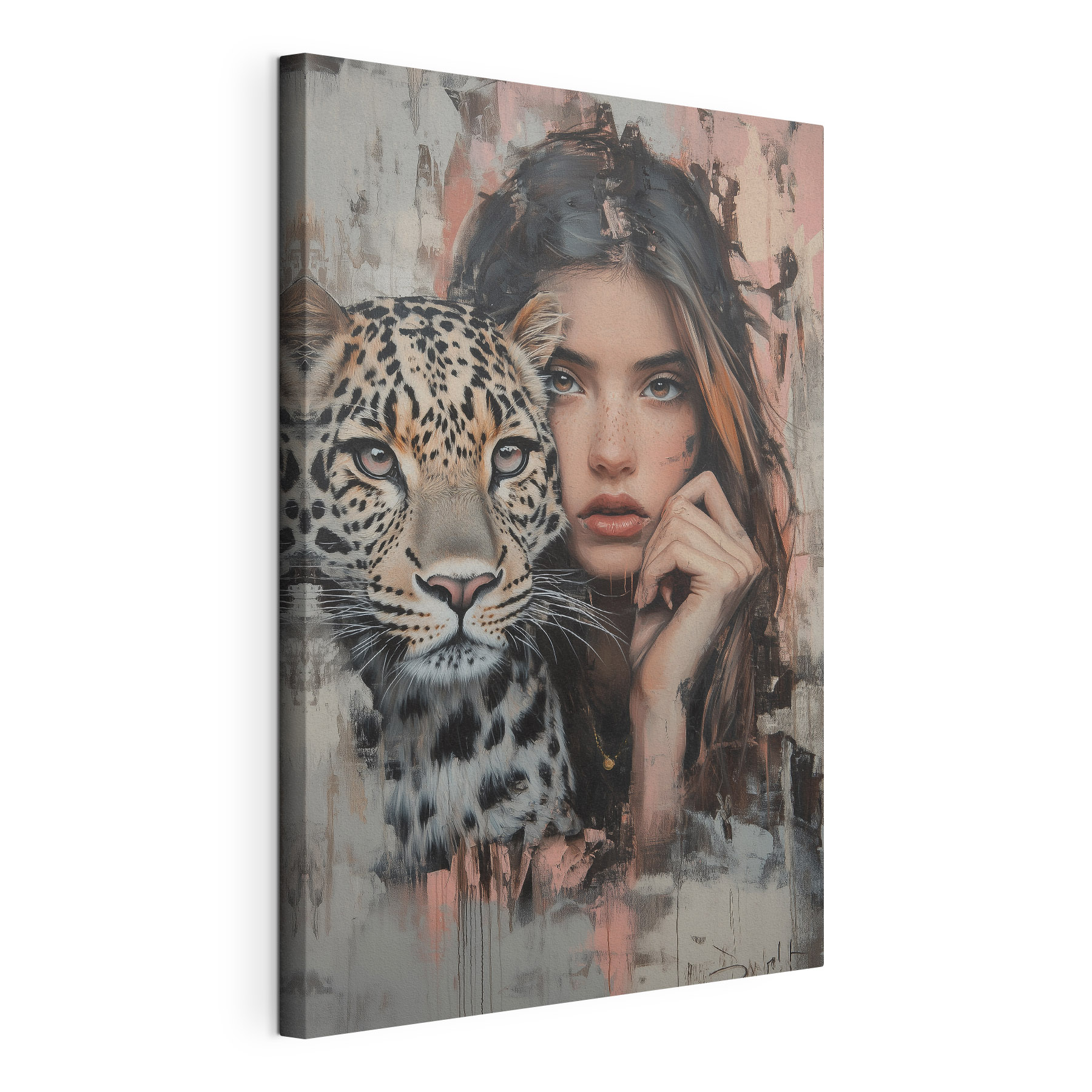 Woman with a leopard