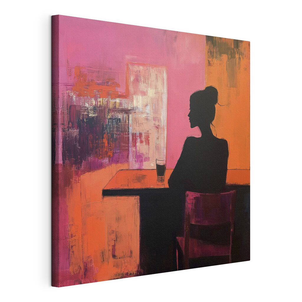 Painting of a woman sitting at a table