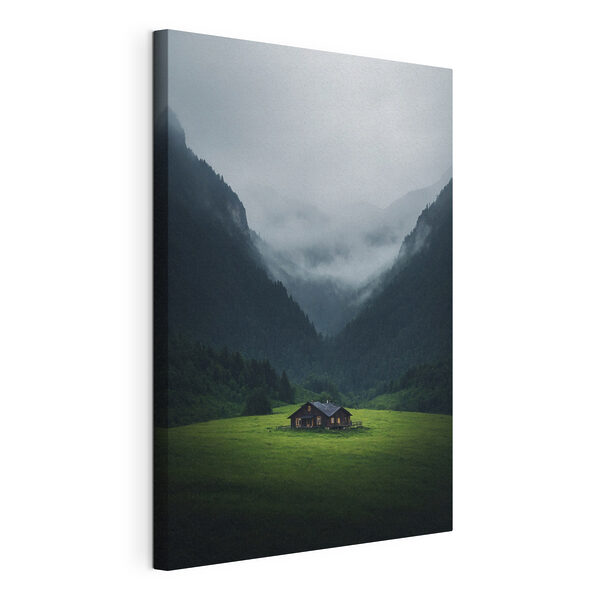 Cuadros Casa en un campo con las montañas al fondo (SKU: s40875) Cuadros Cuadros Casa en un campo con las montañas al fondo (SKU: s40875)