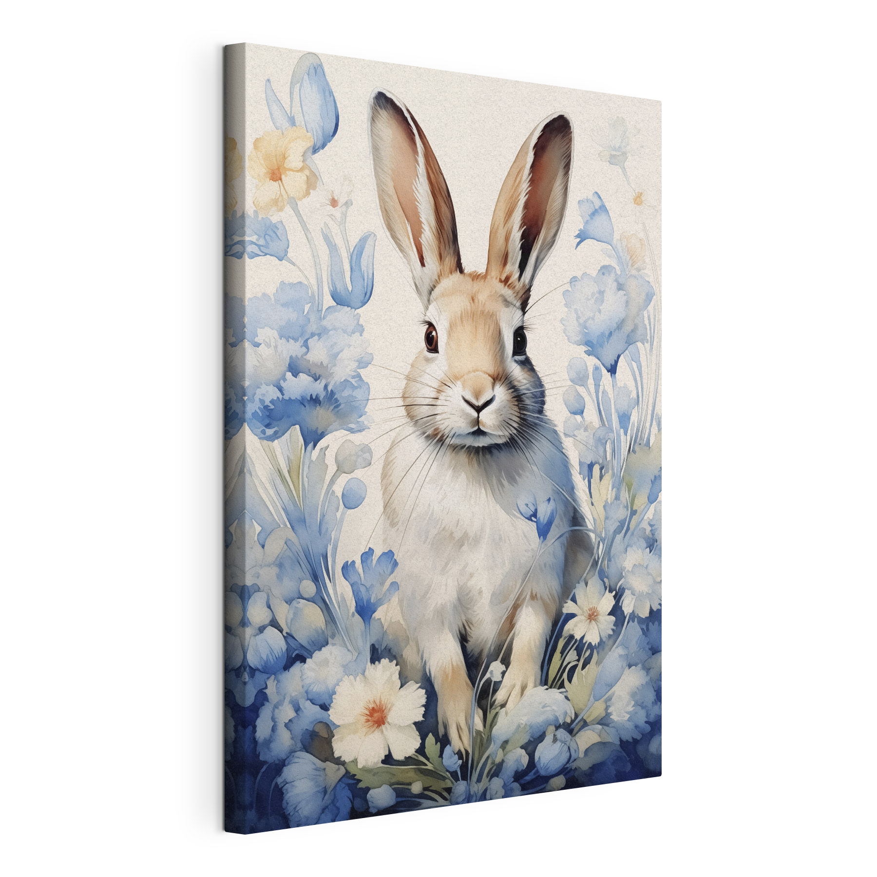 Painting of a rabbit surrounded by flowers Painting of a rabbit surrounded by flowers