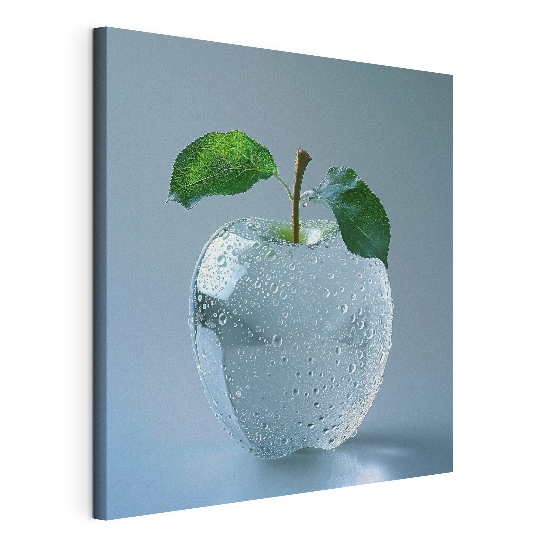 Clear apple with water drops on it