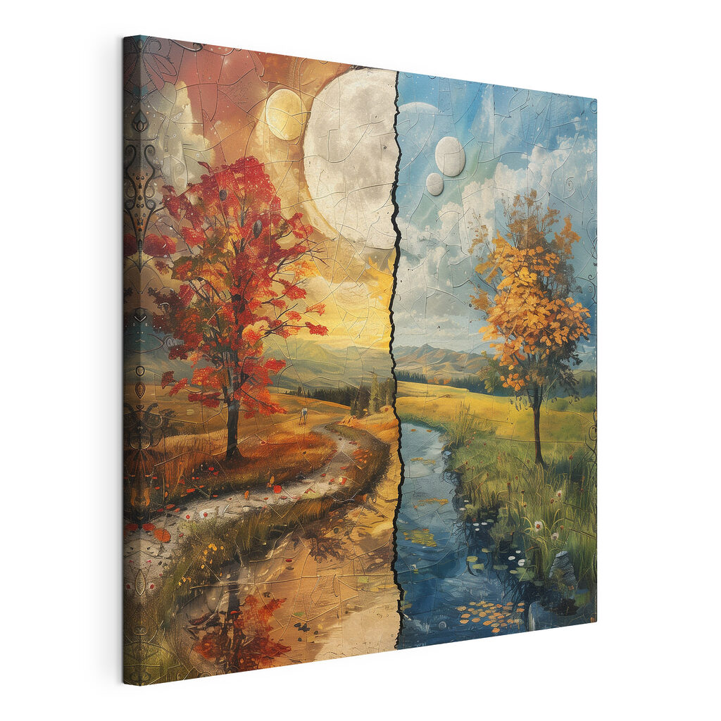 Puzzle of a landscape with trees and a river Puzzle of a landscape with trees and a river