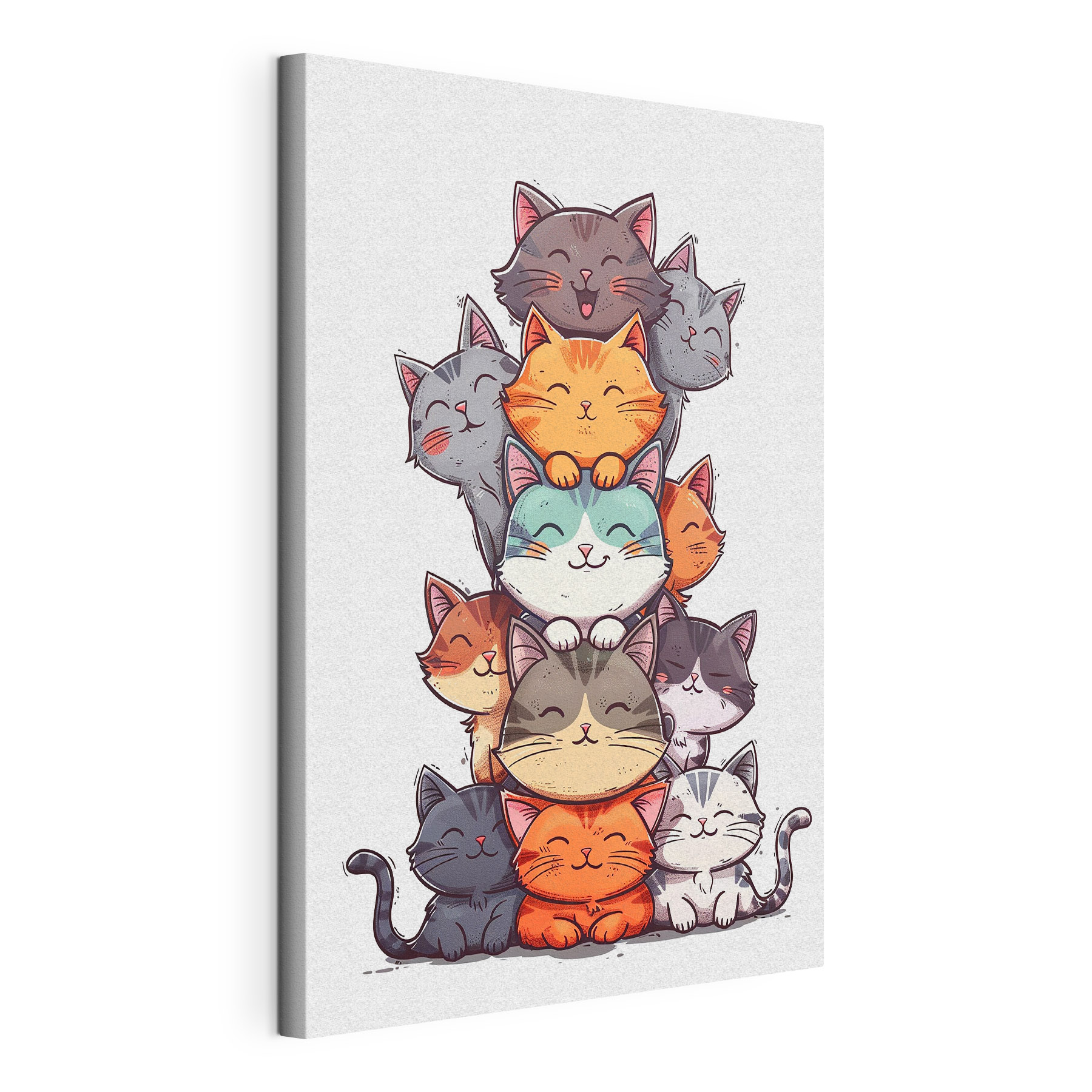 Stack of cats with their heads stacked on each other Stack of cats with their heads stacked on each other