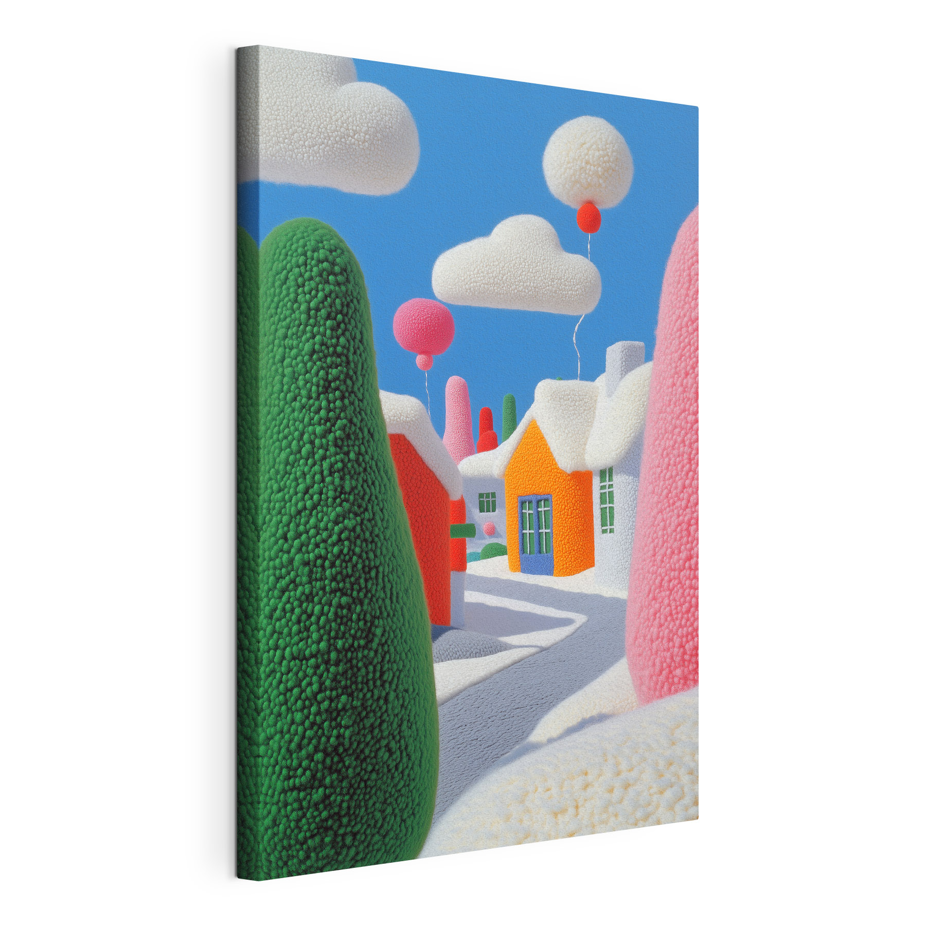 Cartoon town with trees and balloons Cartoon town with trees and balloons