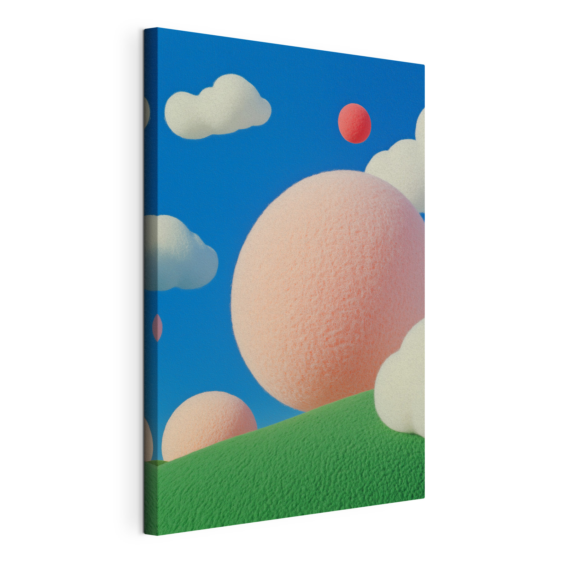 Pink and white balls in the sky Pink and white balls in the sky