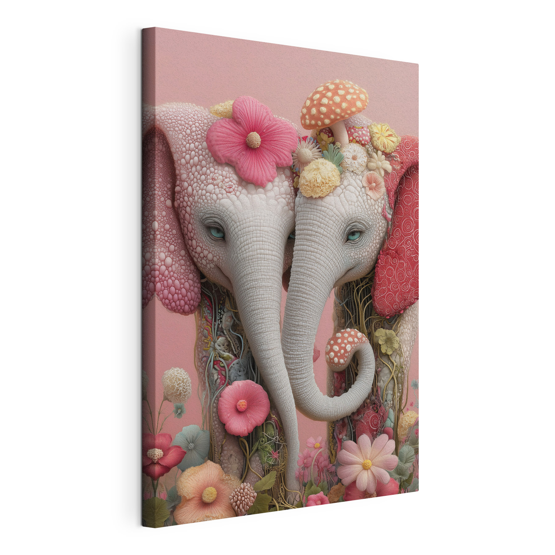 Two elephants with flowers on their heads Two elephants with flowers on their heads