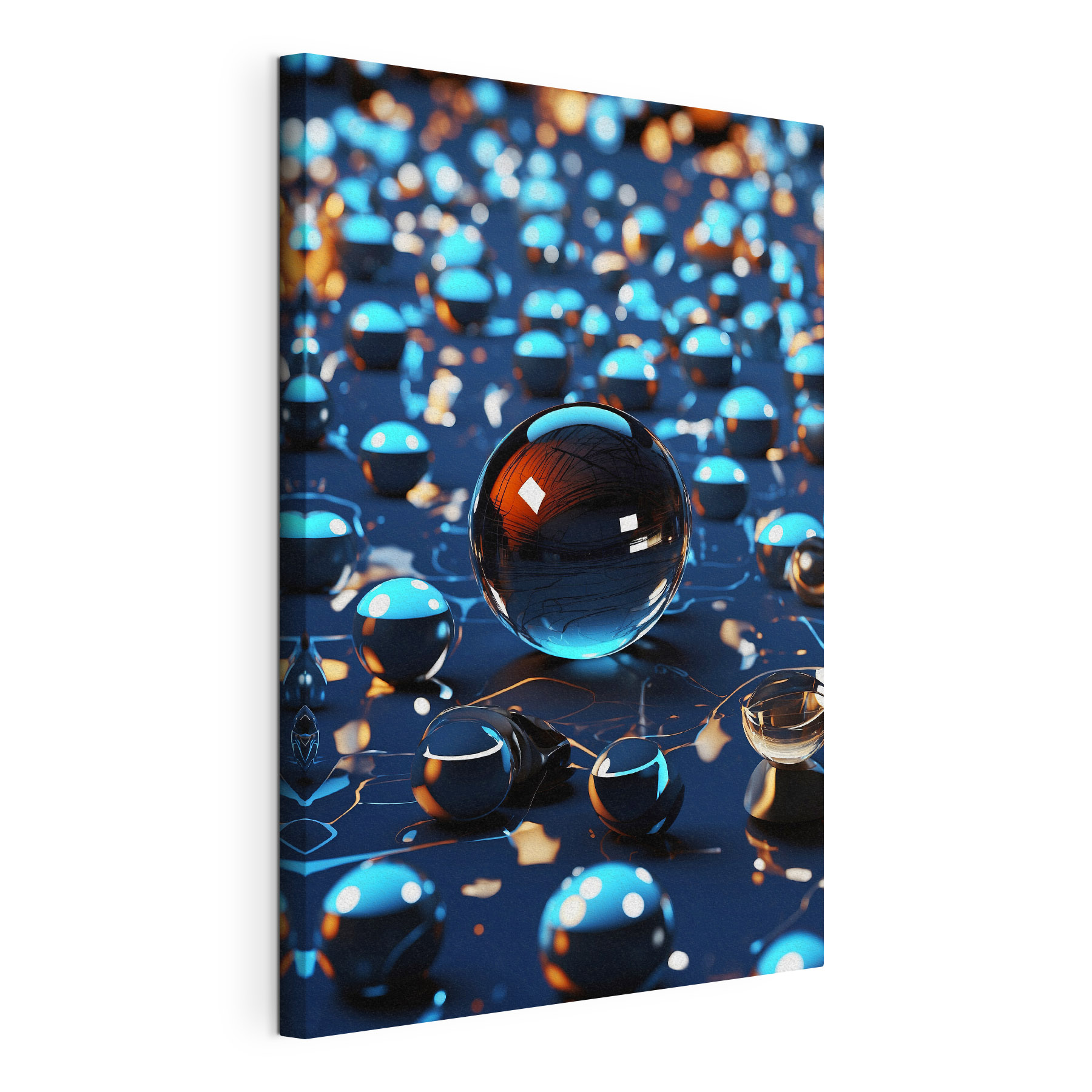 Glass ball on a blue surface Glass ball on a blue surface