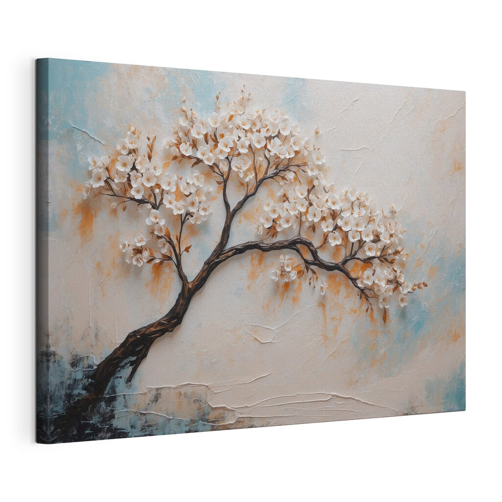 Painting of a tree with white flowers Painting of a tree with white flowers