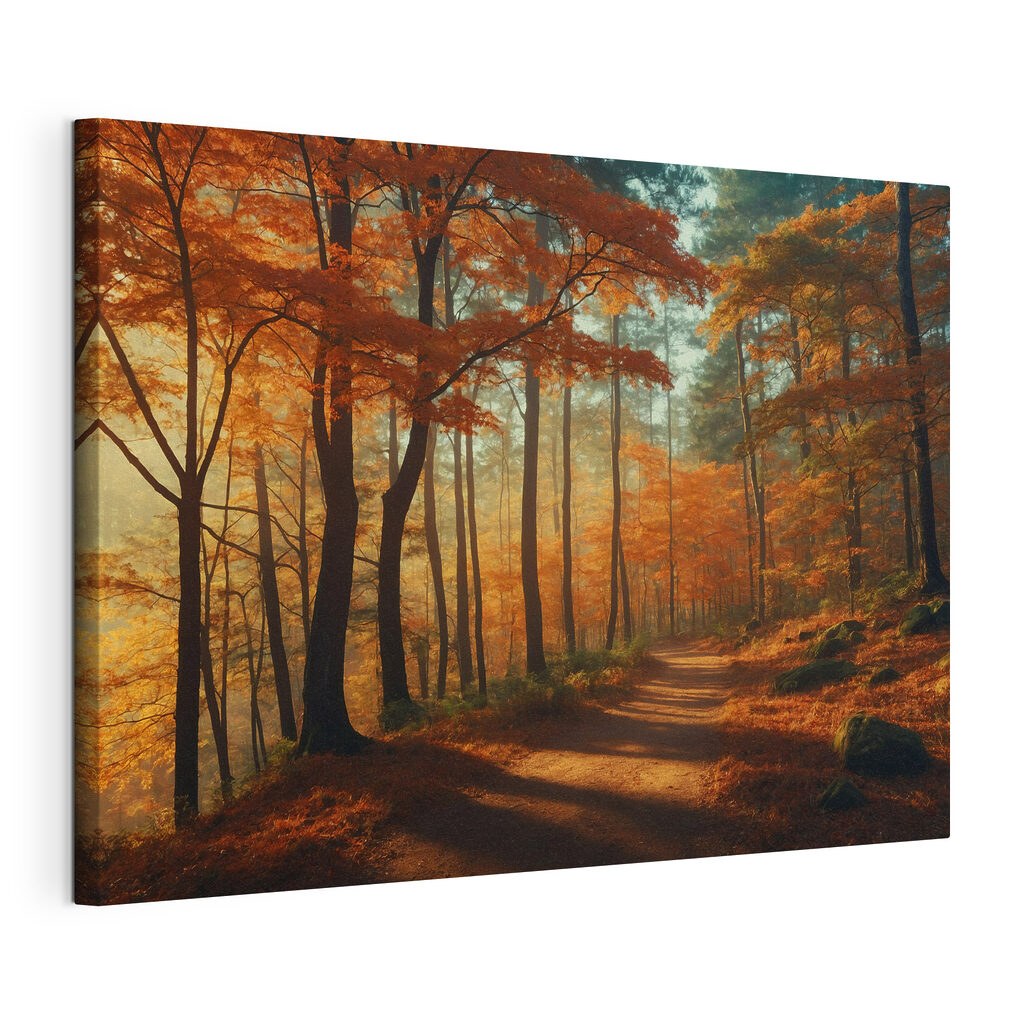 Path through a forest with orange leaves Path through a forest with orange leaves