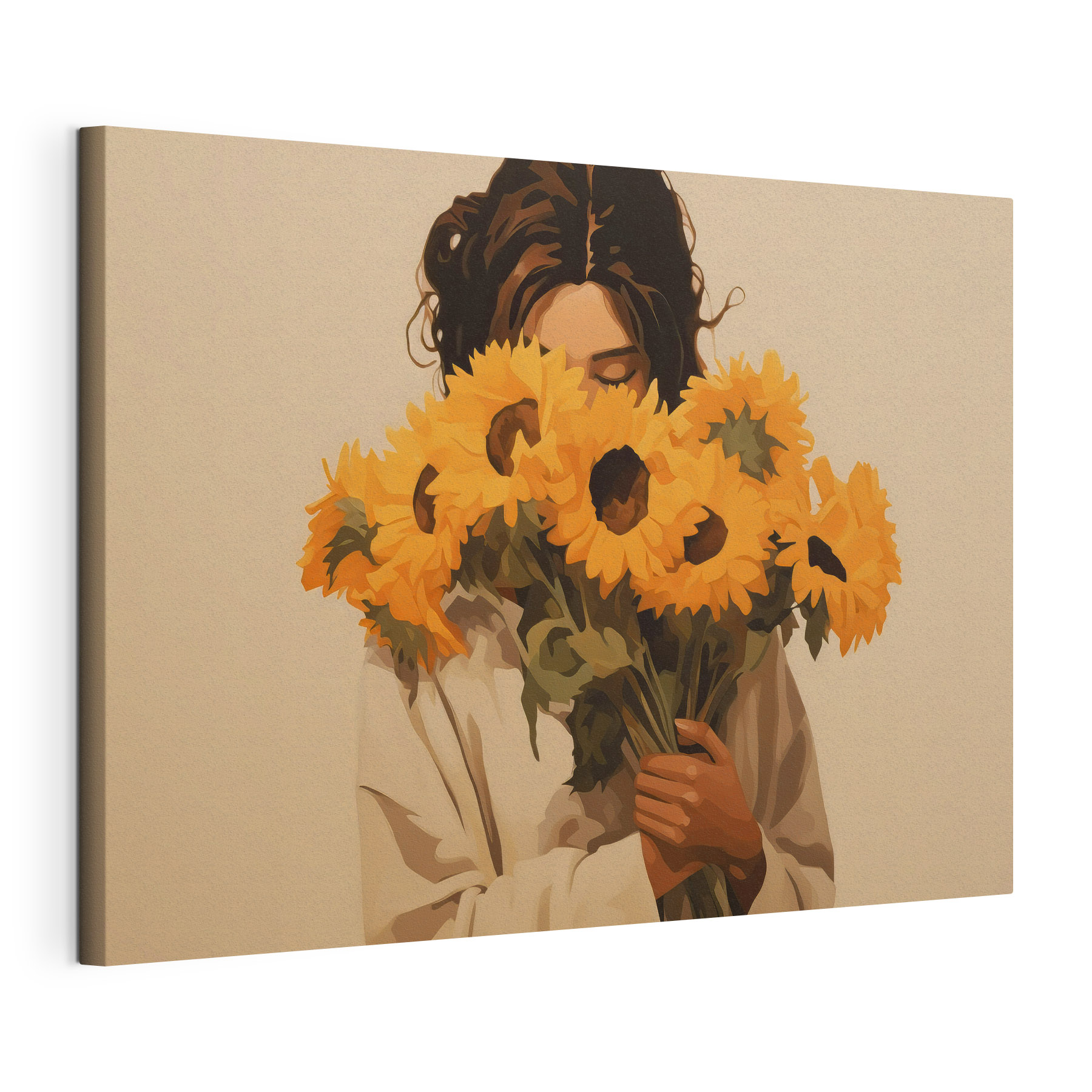 Woman holding a bouquet of sunflowers Woman holding a bouquet of sunflowers