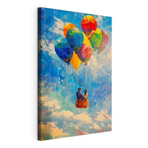 Cuadros Cuadro de una pareja en una cesta con globos de colores (SKU: s41074) Cuadros Cuadros Cuadro de una pareja en una cesta con globos de colores (SKU: s41074)