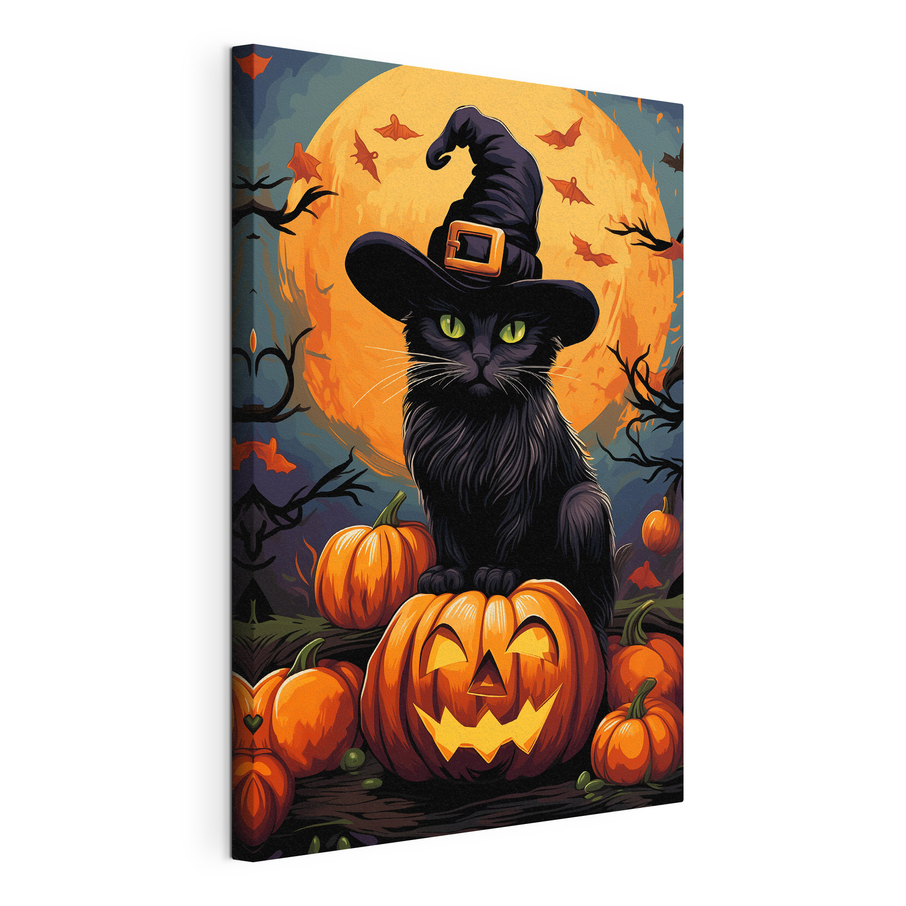 Cat wearing a hat and sitting on a pumpkin Cat wearing a hat and sitting on a pumpkin