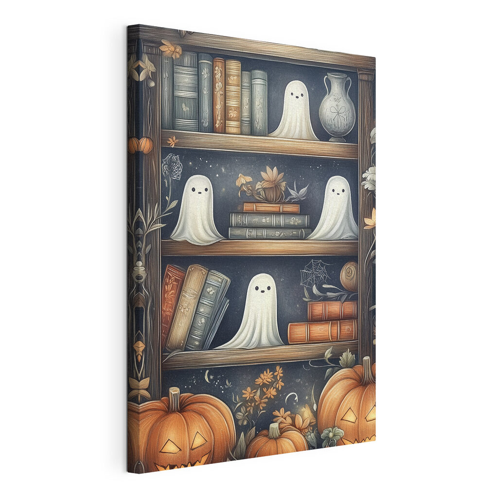 Bookcase with ghosts and books