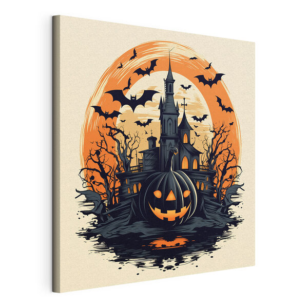 Cuadros Una calabaza y un castillo con murciélagos (SKU: s41137) Cuadros Cuadros Una calabaza y un castillo con murciélagos (SKU: s41137)