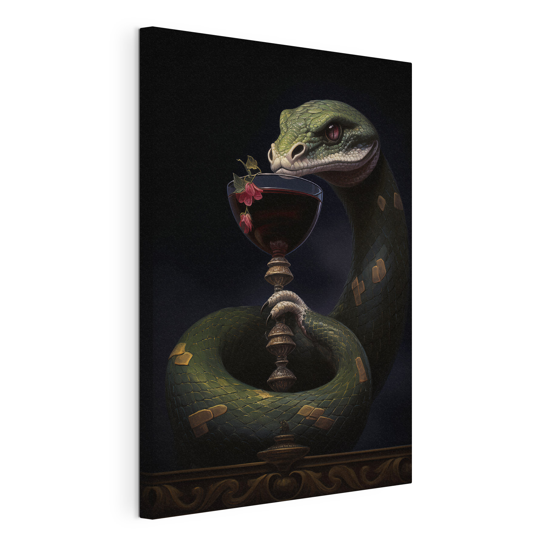 Snake holding a glass of wine