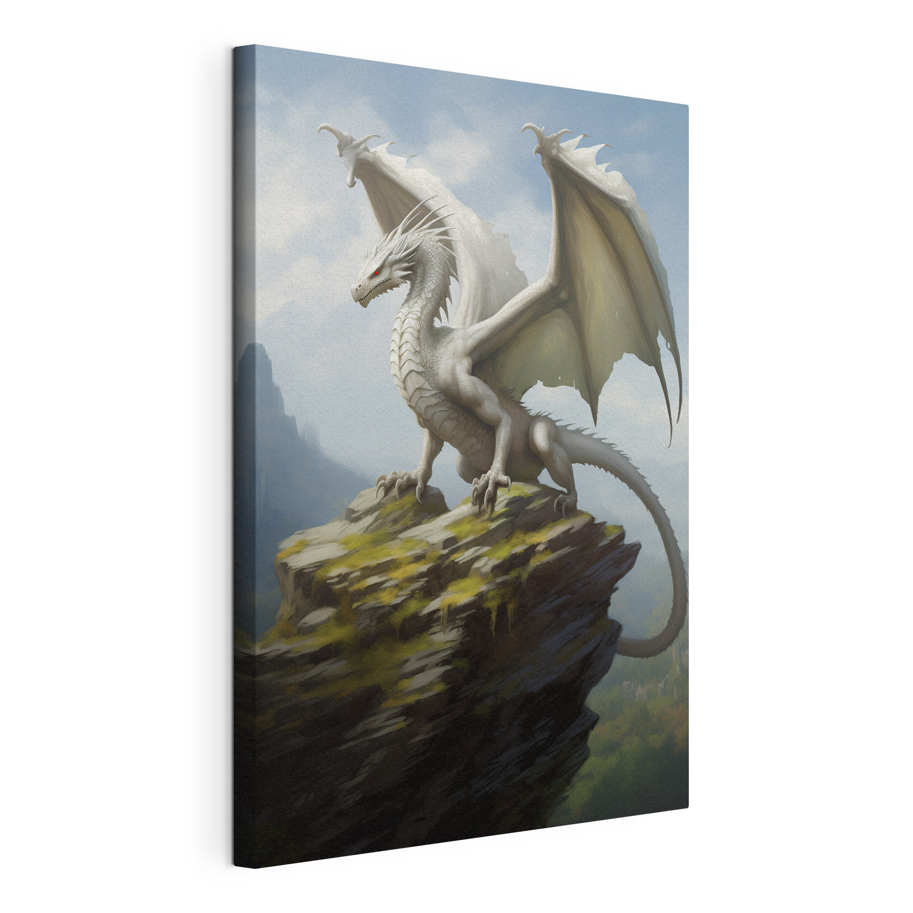 White dragon on a rock