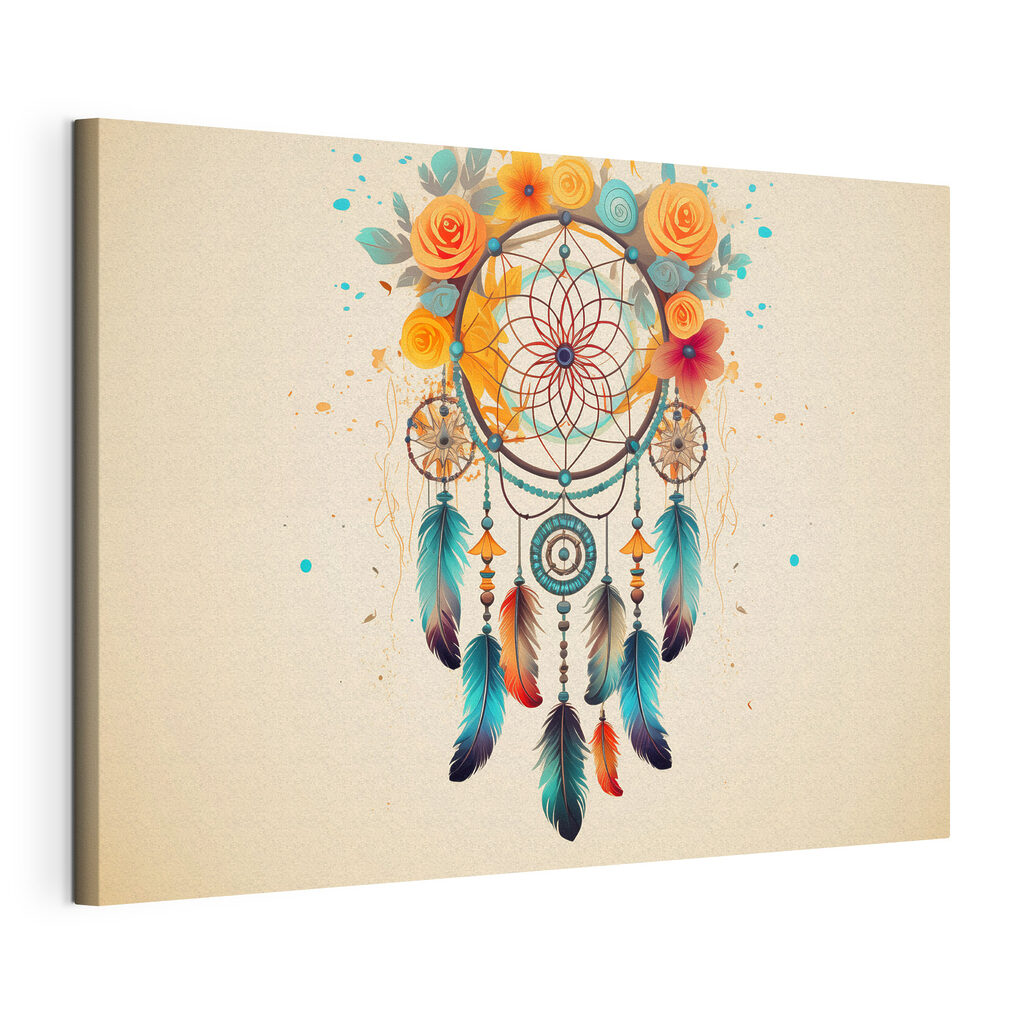 Dream catcher with flowers and feathers Dream catcher with flowers and feathers