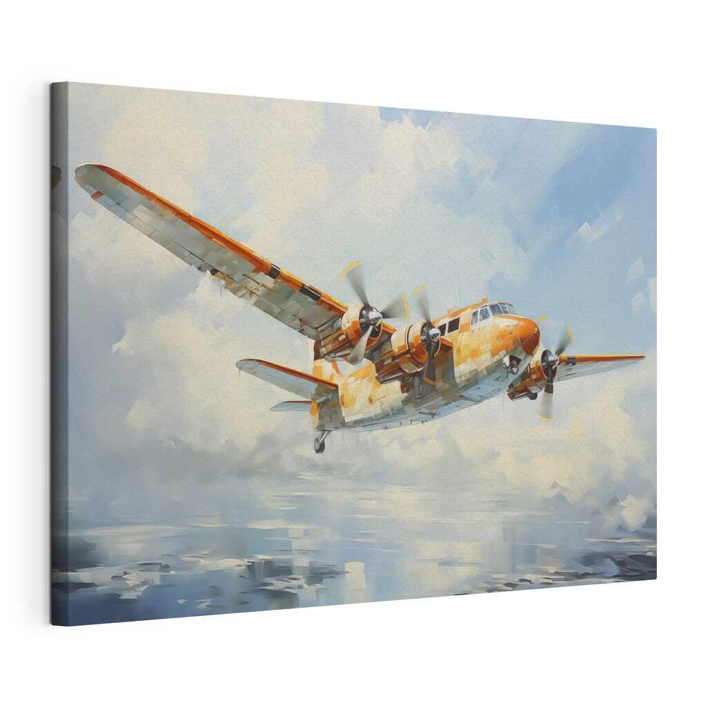 An orange and white airplane flying in the sky An orange and white airplane flying in the sky
