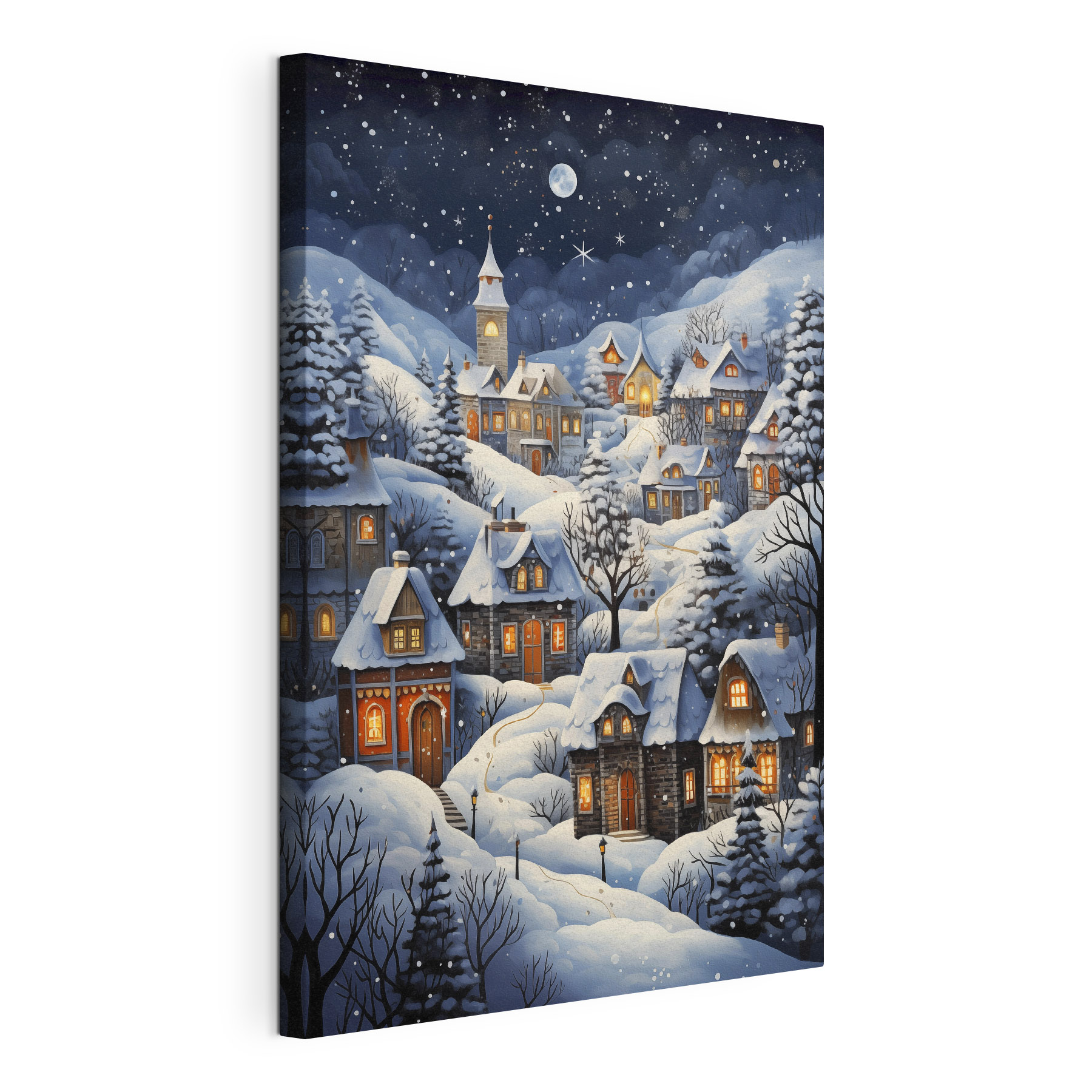 Painting of a snowy village