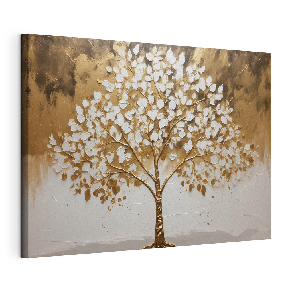 Painting of a tree with white leaves