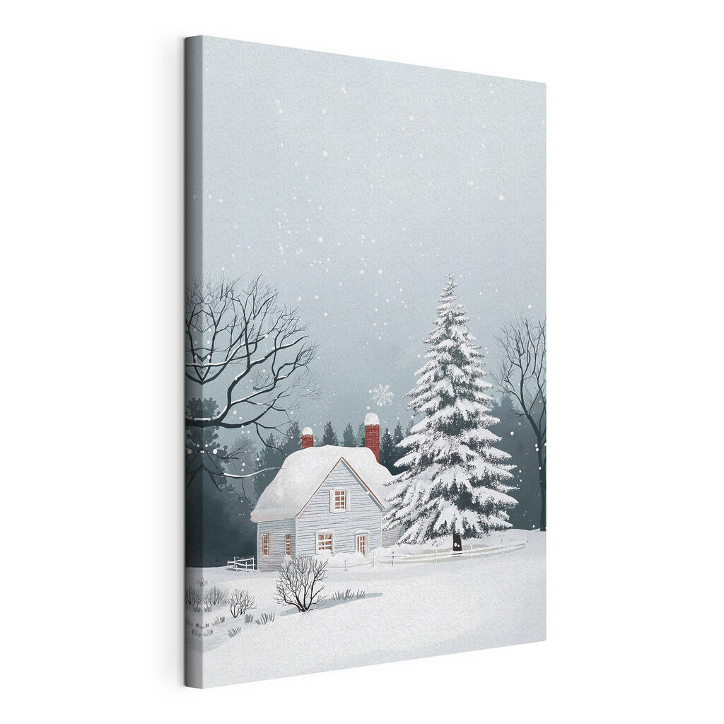 House with snow on the roof and a tree in the snow House with snow on the roof and a tree in the snow