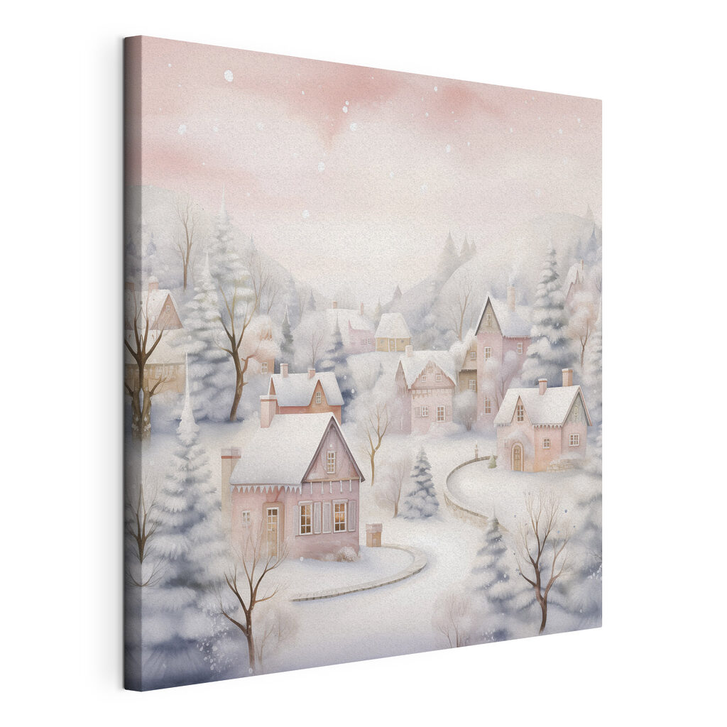 Painting of a snowy village Painting of a snowy village