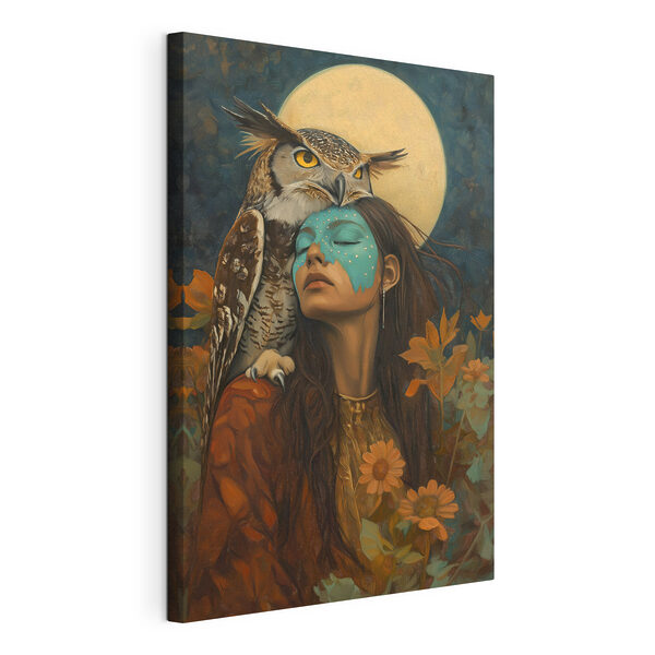 Cuadros Cuadro de una mujer con un búho en la cabeza (SKU: s41444) Cuadros Cuadros Cuadro de una mujer con un búho en la cabeza (SKU: s41444)