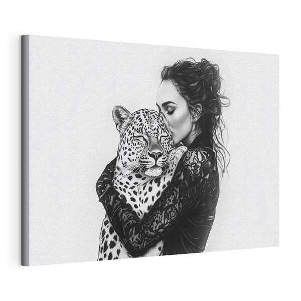Cuadros Una mujer abrazando a un leopardo (SKU: s41457) Cuadros Cuadros Una mujer abrazando a un leopardo (SKU: s41457)