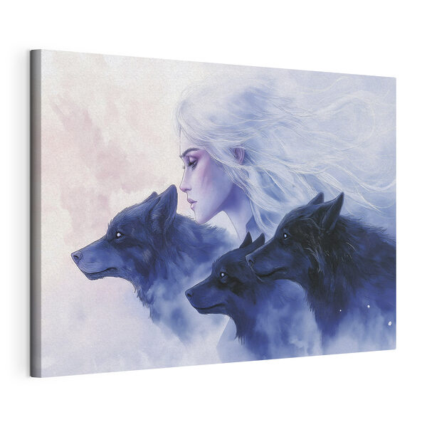 Cuadros Mujer de pelo blanco y lobos (SKU: s41460) Cuadros Cuadros Mujer de pelo blanco y lobos (SKU: s41460)