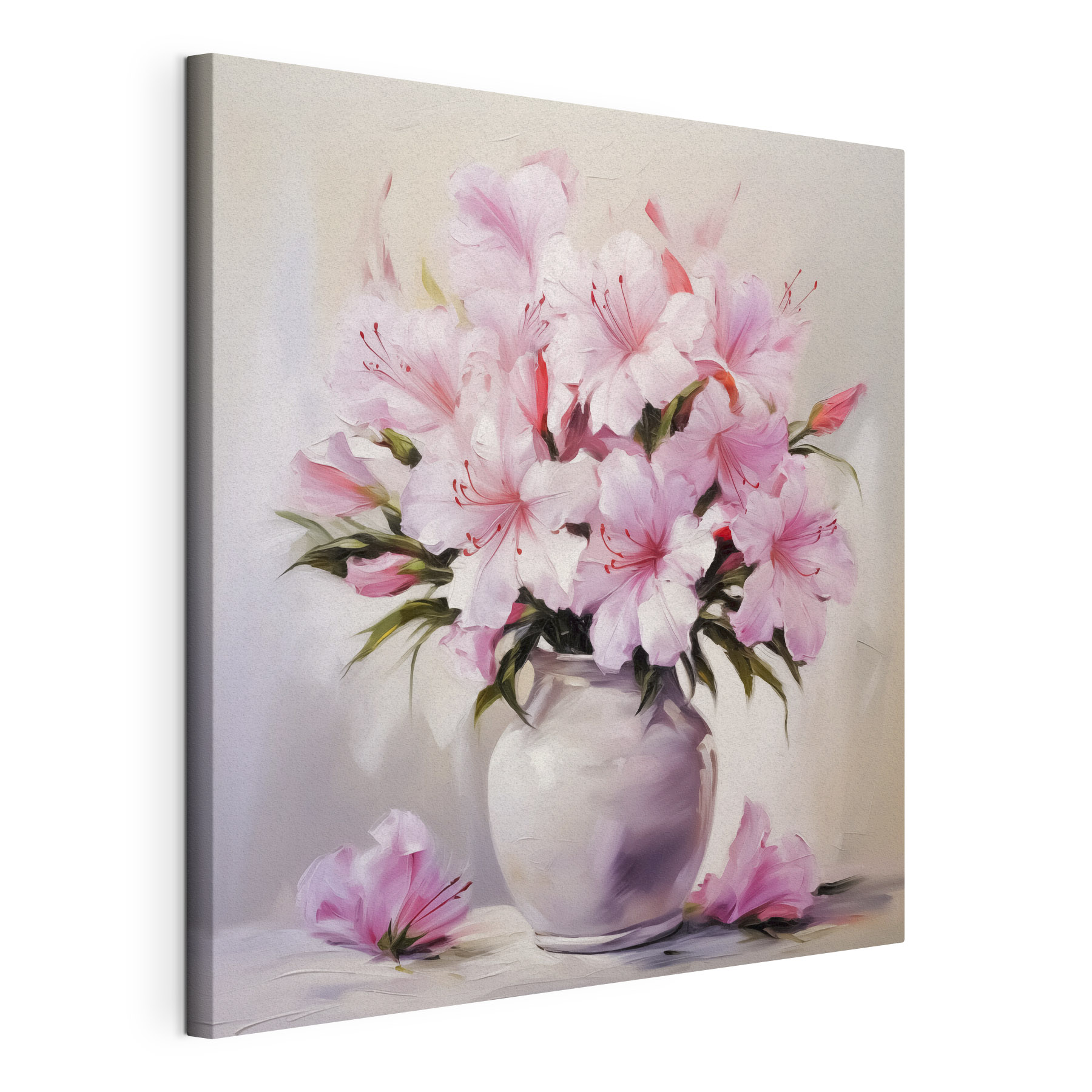 Painting of pink flowers in a vase Painting of pink flowers in a vase
