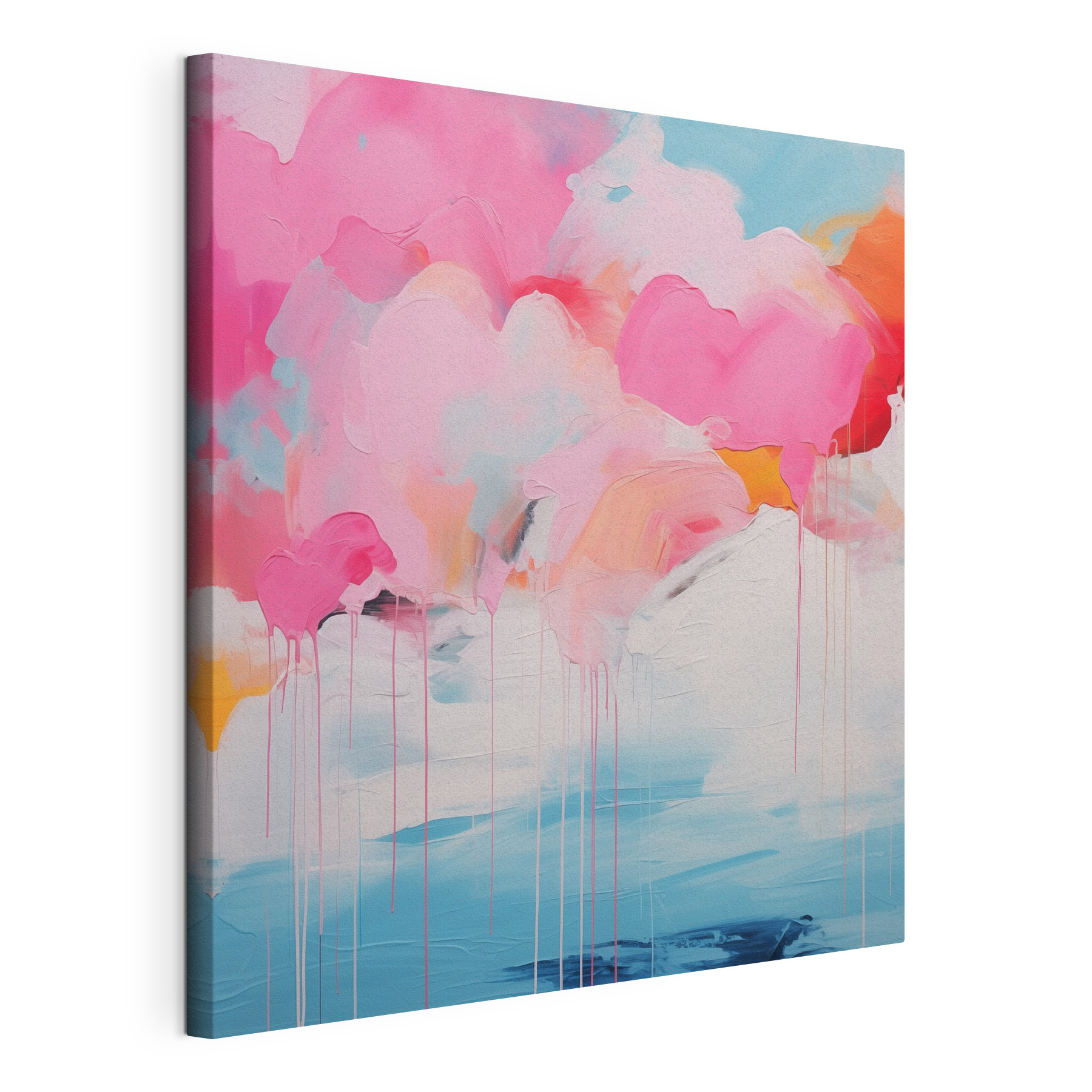 Painting of pink clouds and blue sky Painting of pink clouds and blue sky