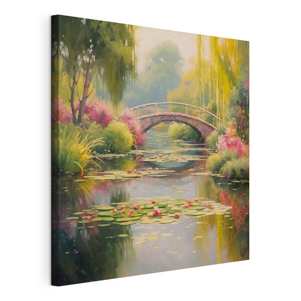 Cuadros Puente sobre un estanque con nenúfares y flores (SKU: s41503) Cuadros Cuadros Puente sobre un estanque con nenúfares y flores (SKU: s41503)