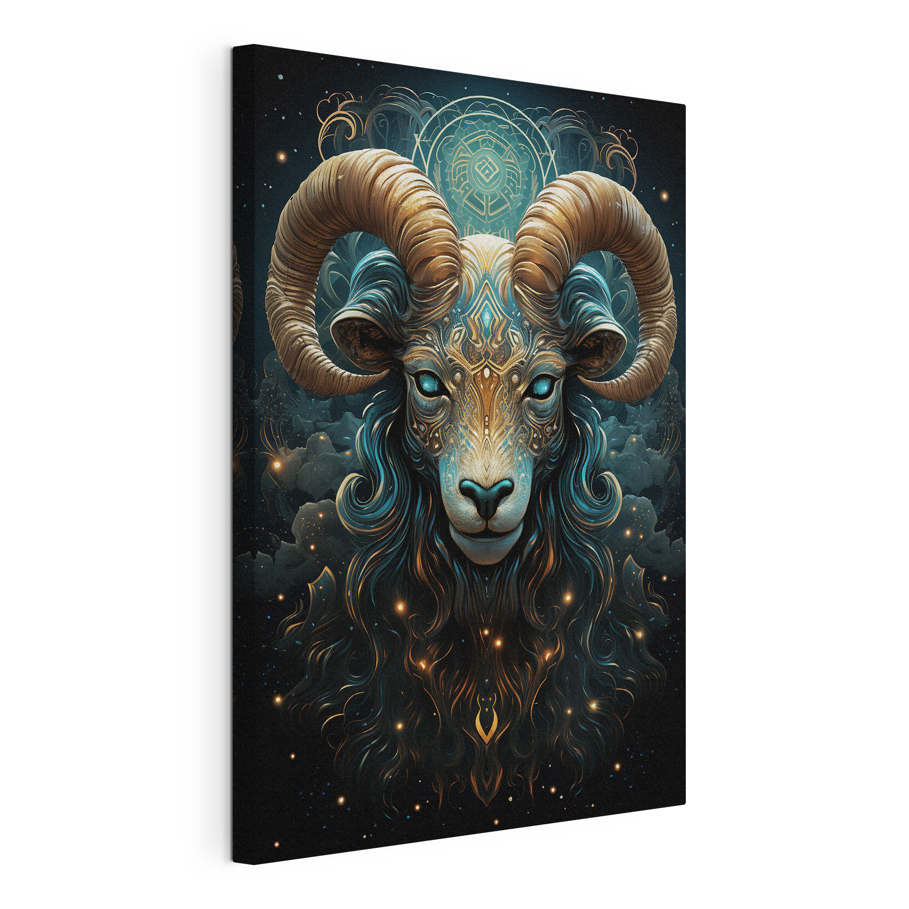 Painting of a ram with a pattern on it Painting of a ram with a pattern on it