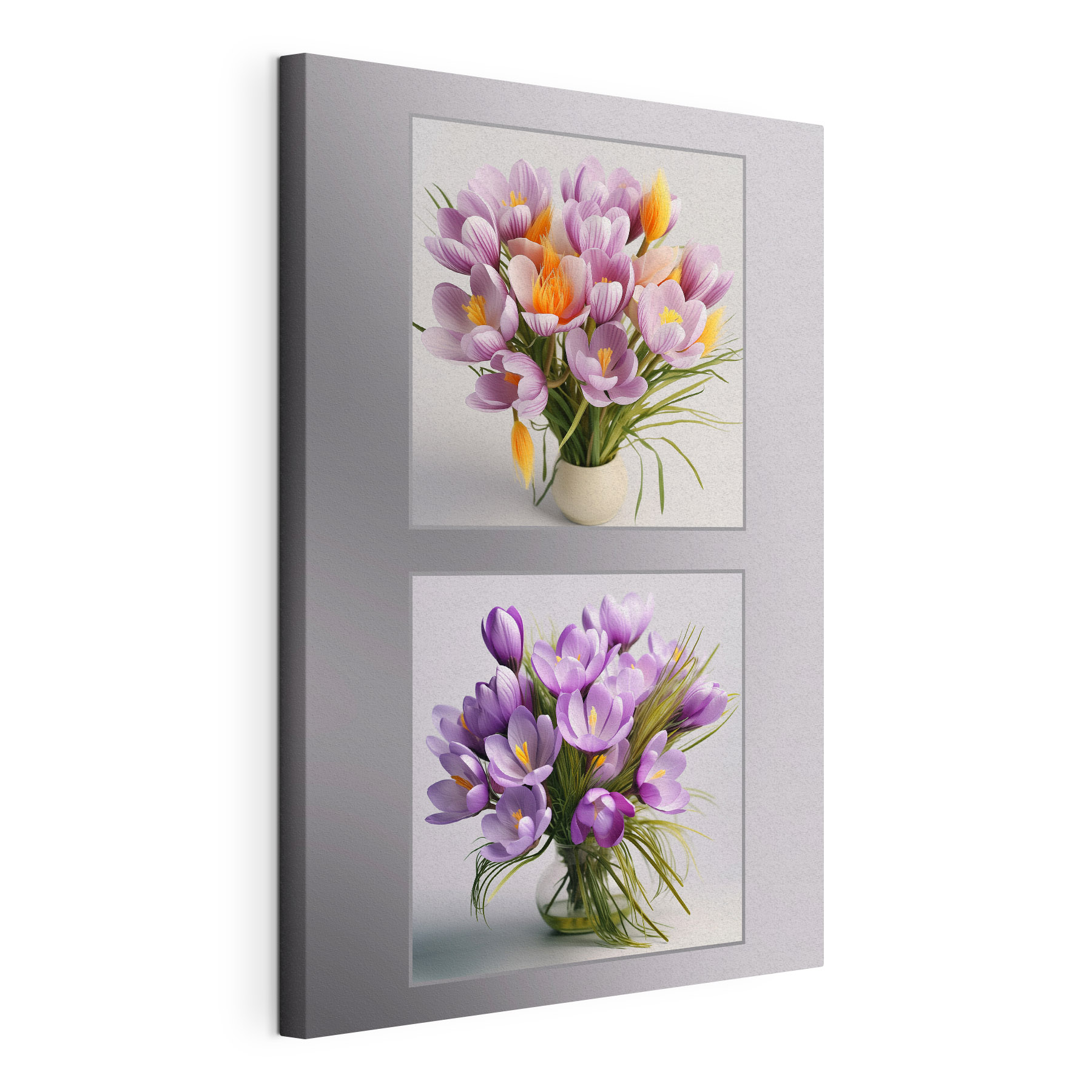 Collage of flowers in a vase