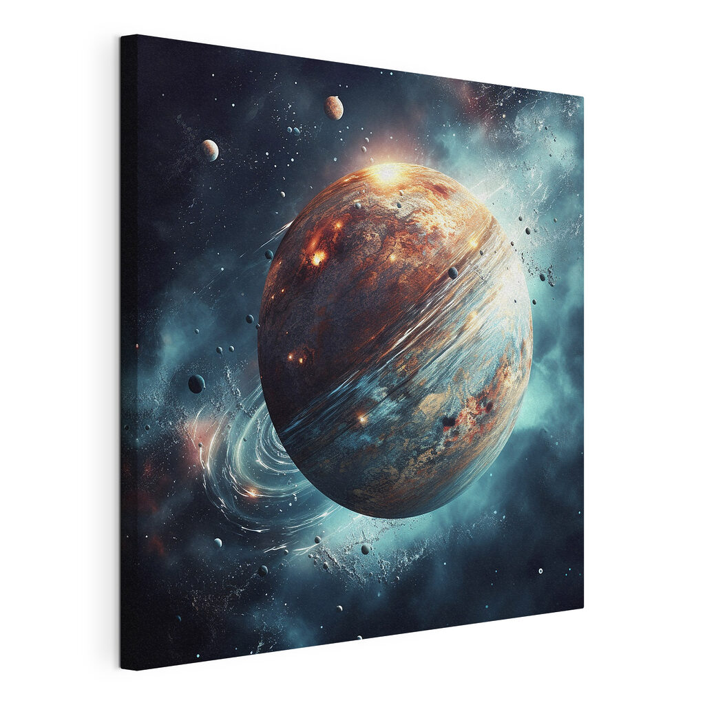 Planet in space with stars and planets Planet in space with stars and planets