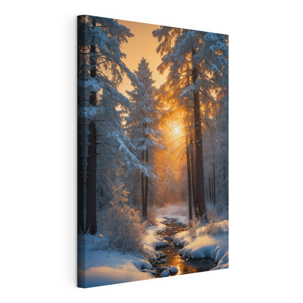 Cuadros Bosque nevado con árboles y un arroyo (SKU: s41590) Cuadros Cuadros Bosque nevado con árboles y un arroyo (SKU: s41590)