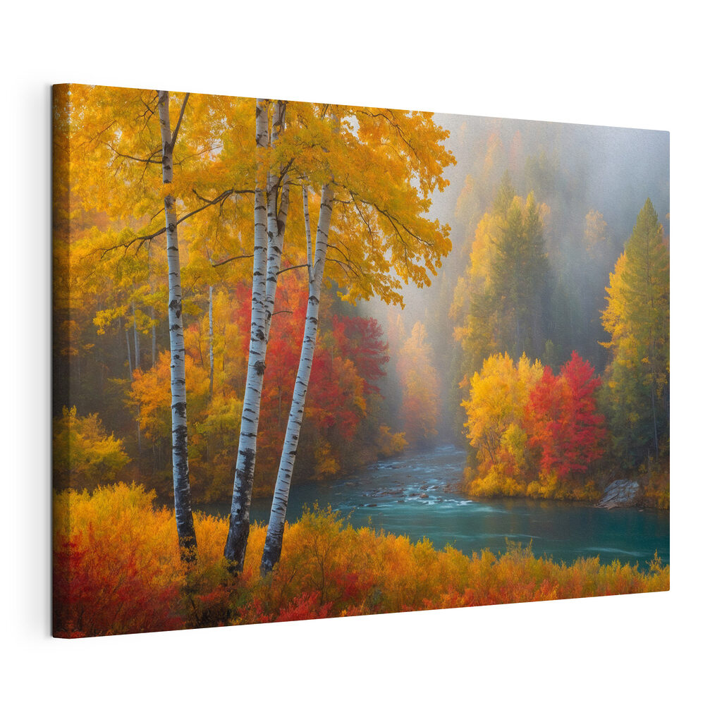 River with trees and colorful leaves