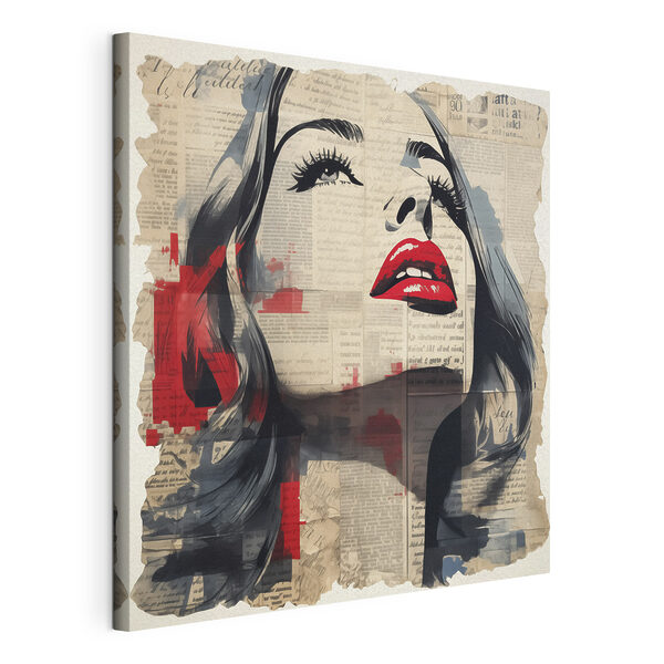 Cuadros El rostro de una mujer pintado en un periódico (SKU: s41619) Cuadros Cuadros El rostro de una mujer pintado en un periódico (SKU: s41619)