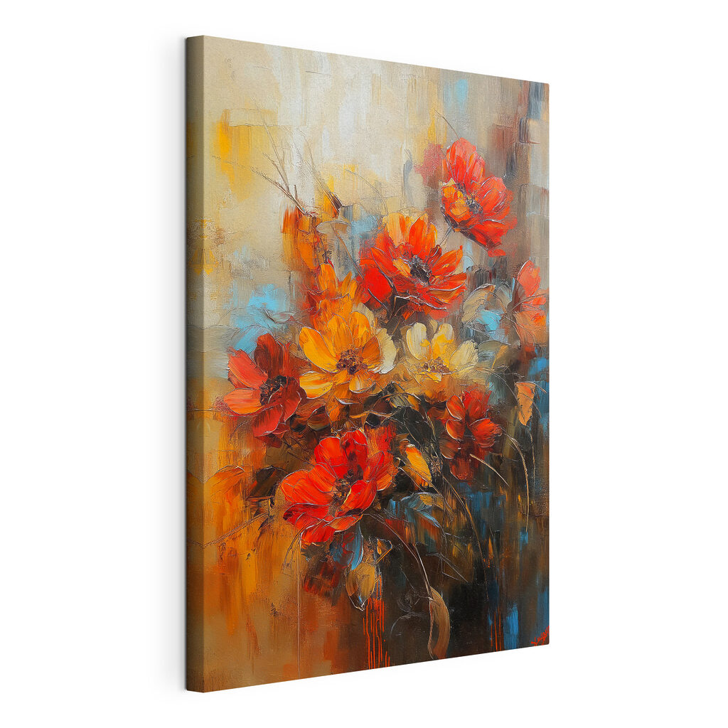 Painting of flowers on a canvas Painting of flowers on a canvas