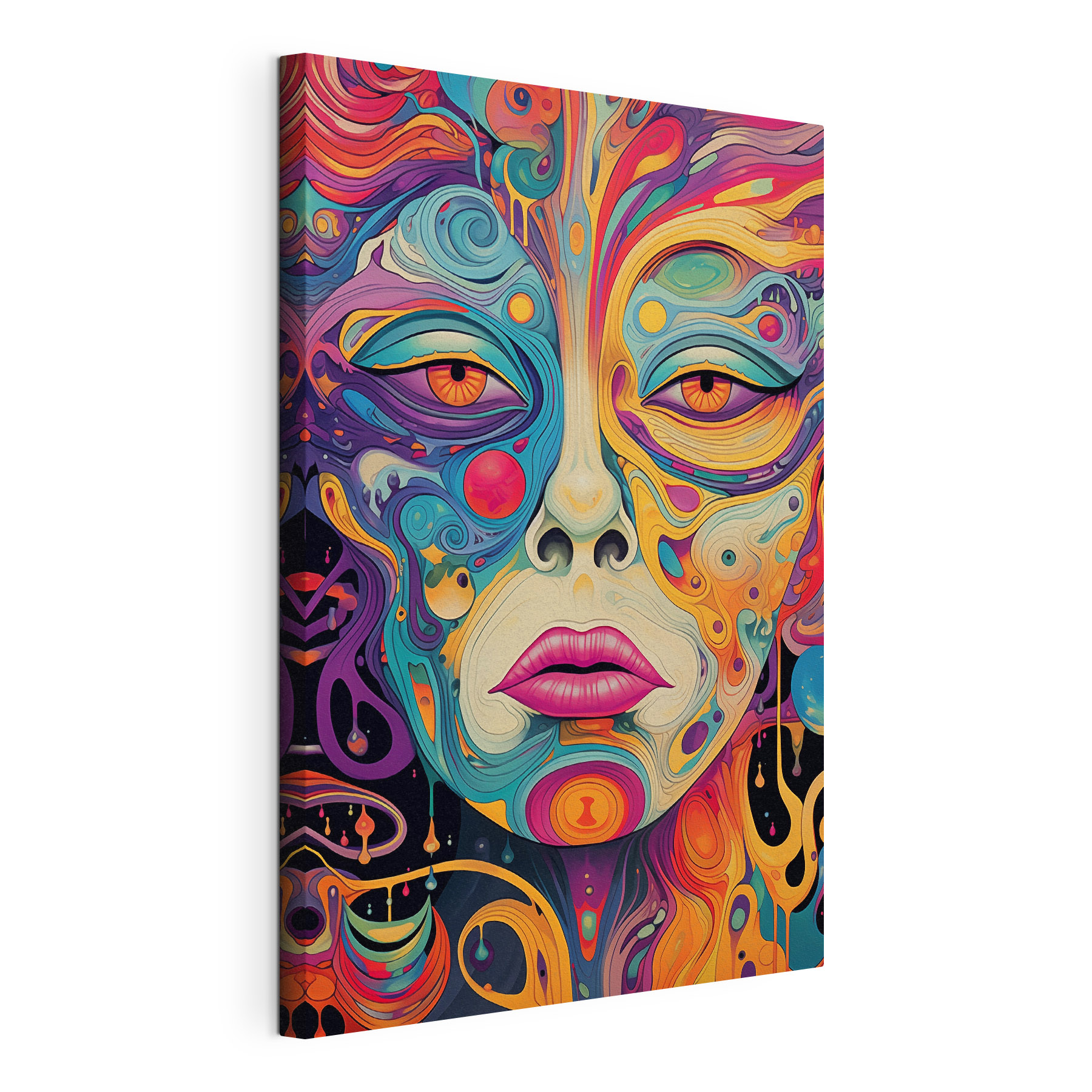 Colorful face with eyes and lips