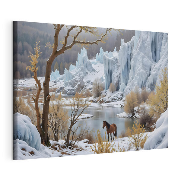 Cuadros Un caballo de pie en la nieve junto a un estanque (SKU: s41716) Cuadros Cuadros Un caballo de pie en la nieve junto a un estanque (SKU: s41716)