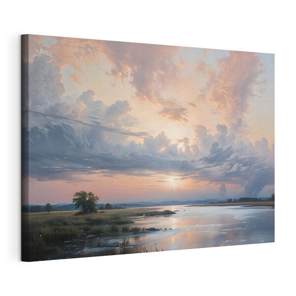 Cuadros Un cuerpo de agua con un árbol y nubes en el cielo (SKU: s41734) Cuadros Cuadros Un cuerpo de agua con un árbol y nubes en el cielo (SKU: s41734)