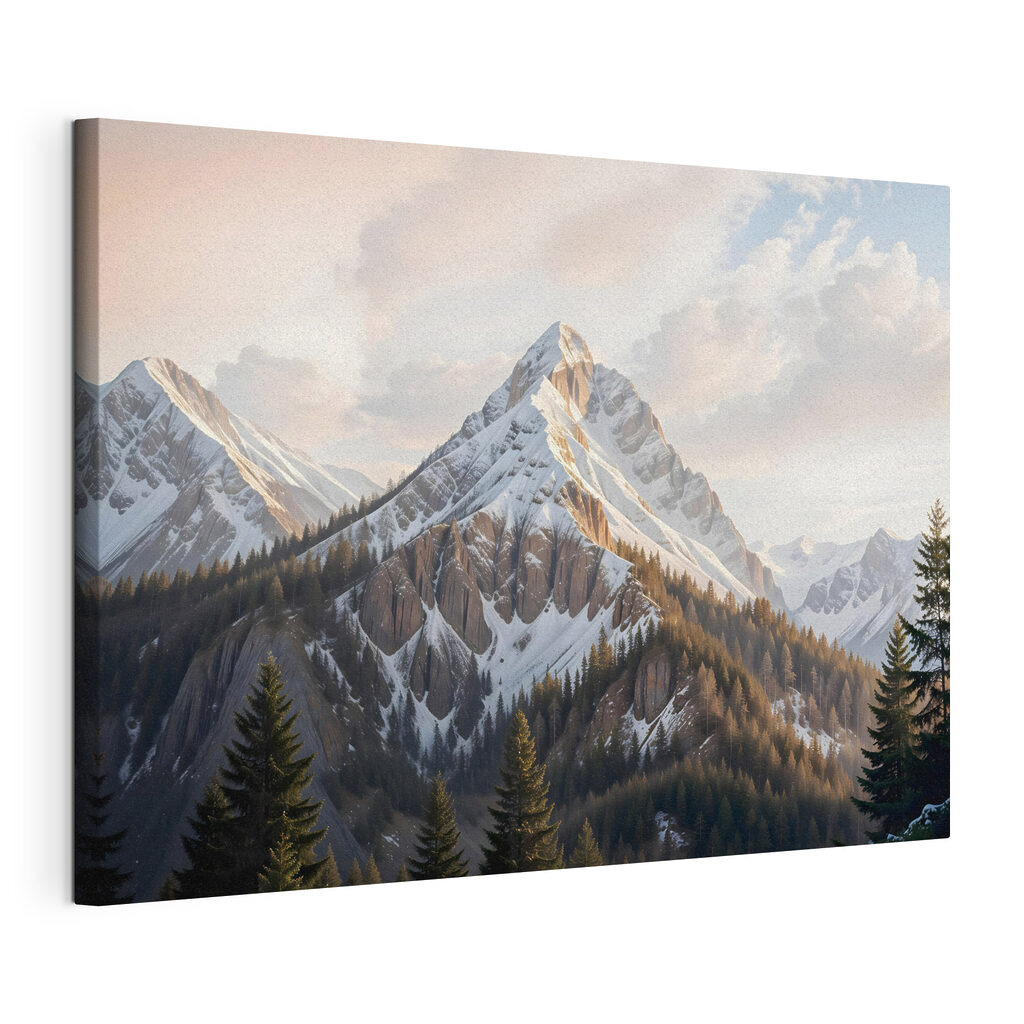 Snowy mountain with trees