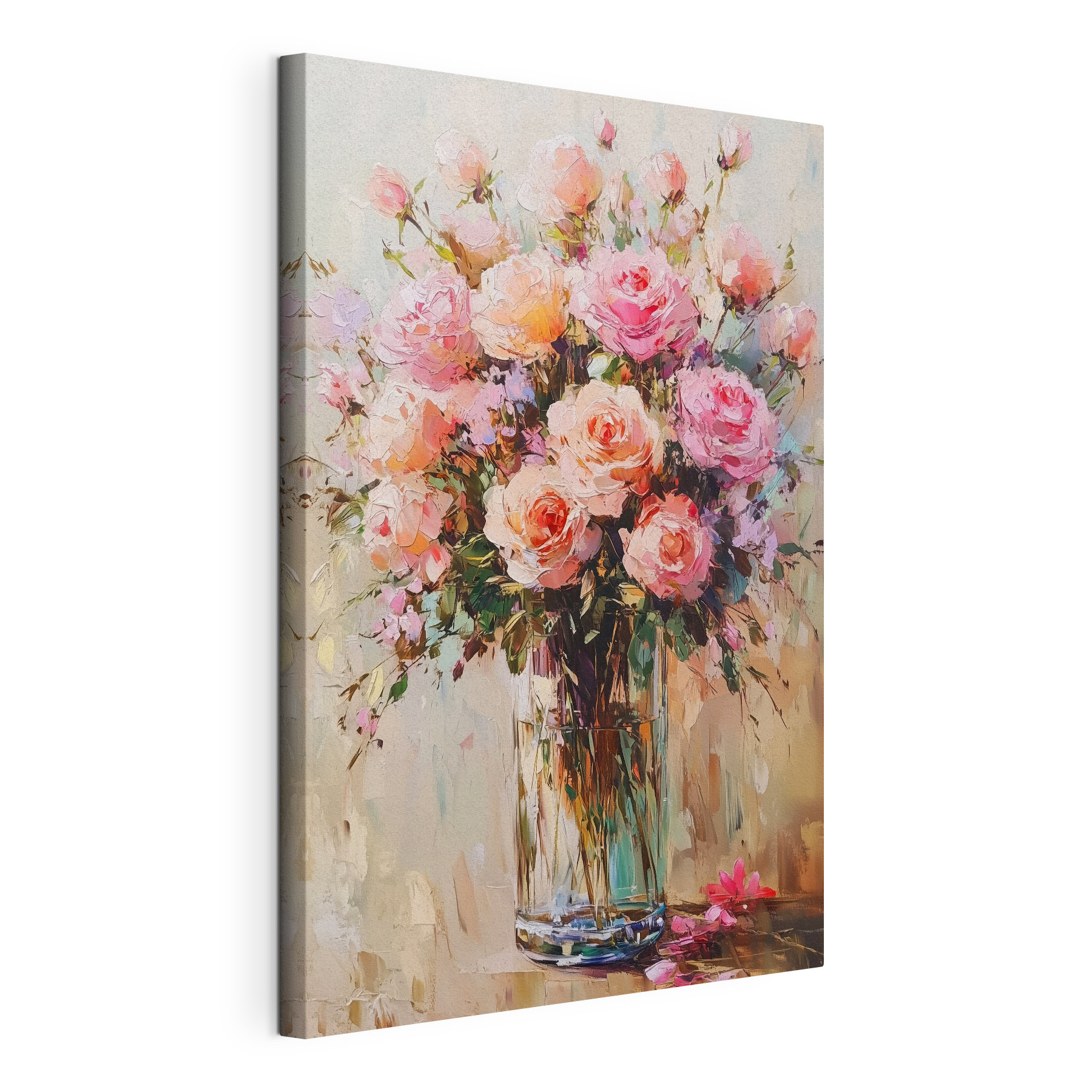 Painting of a bouquet of pink roses Painting of a bouquet of pink roses