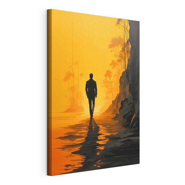 Un hombre caminando por la playa Cuadros Un hombre caminando por la playa