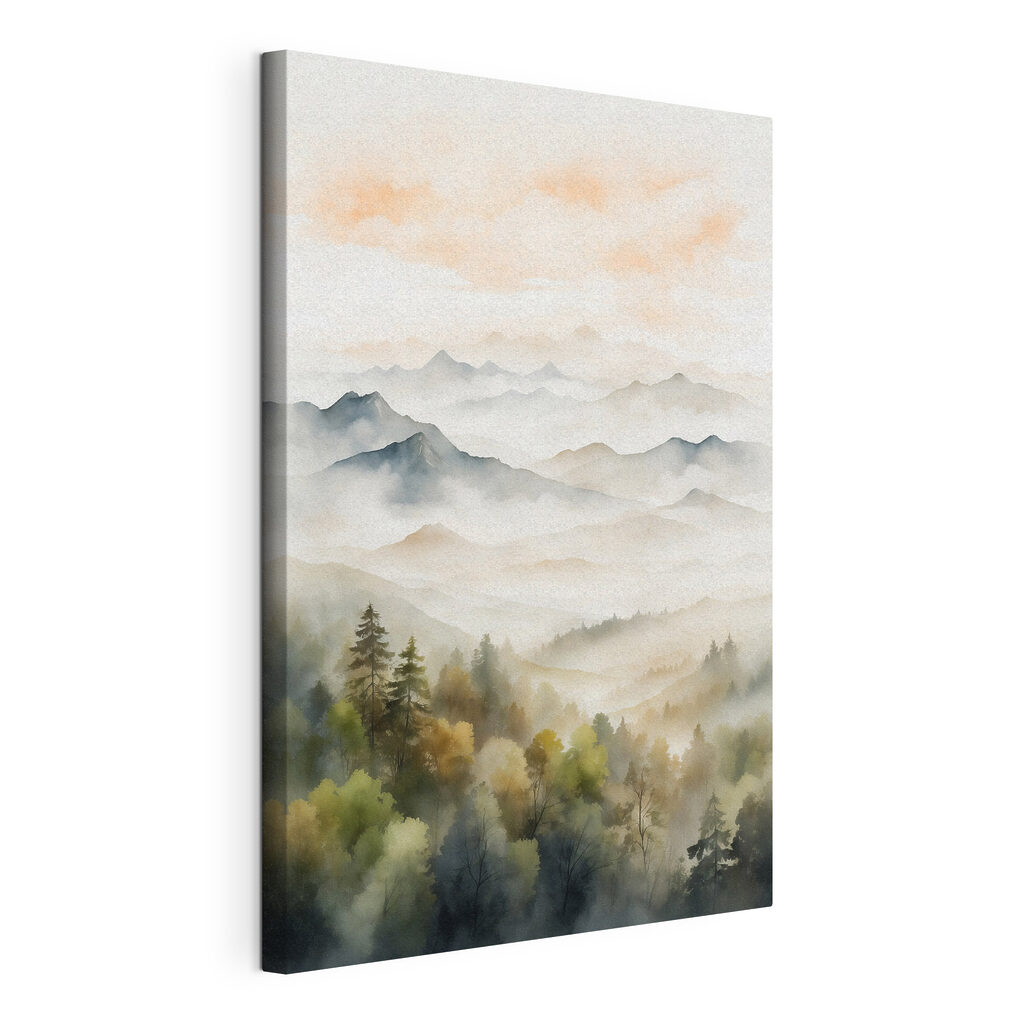 Watercolor painting of mountains and trees Watercolor painting of mountains and trees